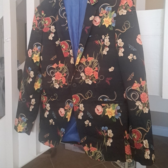 Mens Topman Cotton Floral Blazer. lined sz40R Excellent - Picture 3 of 10